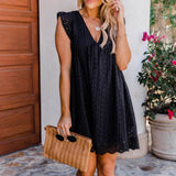 V Neck Ruffled sleeves babydoll dress