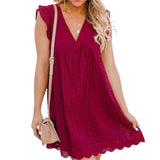 V Neck Ruffled sleeves babydoll dress